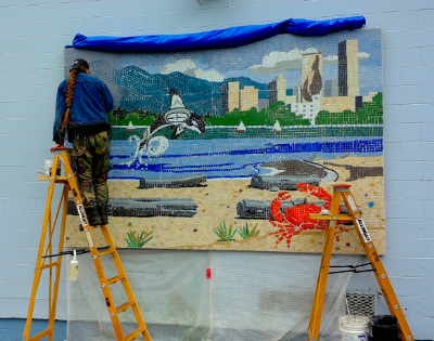 Bill Hoopes: McBride Annex Community Mosaic 7 Grouting
